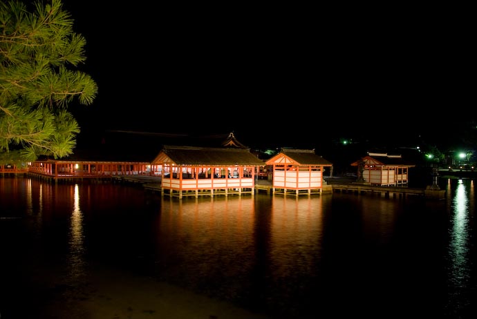 Outer Buildings of Itsukushima Shrine after the concert -- Miyajima, Hiroshima, Japan -- Copyright 2007 Jeffrey Eric Francis Friedl