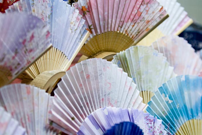 Colorful Sensu (Folding Fans) Ten bucks each -- Kyoto, Japan -- Copyright 2008 Jeffrey Eric Francis Friedl, http://regex.info/blog/
