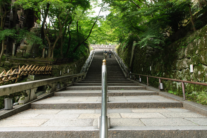 Long Staircase at the Kiyomizu Temple this photo is from 2008 -- Kyoto, Japan -- Copyright 2008 Jeffrey Eric Francis Friedl, http://regex.info/blog/ -- This photo is licensed to the public under the Creative Commons Attribution-NonCommercial 4.0 International License http://creativecommons.org/licenses/by-nc/4.0/ (non-commercial use is freely allowed if proper attribution is given, including a link back to this page on http://regex.info/ when used online)