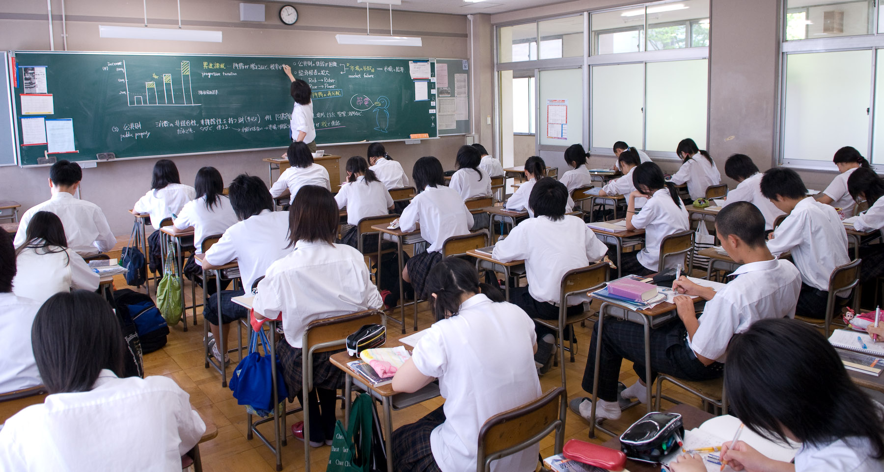 Japanese High School Classroom.
