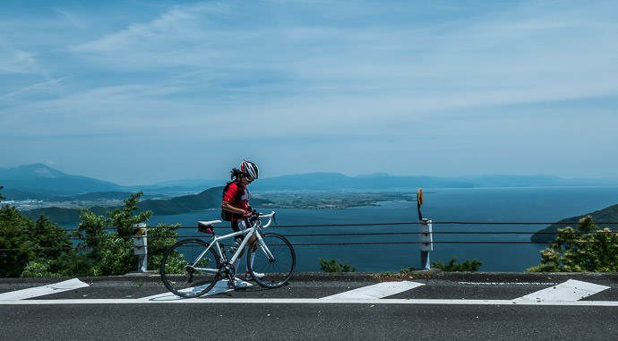 View Of Lake Biwa from 280m above the surface 1:13 PM (+7h 46m) - 126 km (78.0 miles) -- Nagahama, Shiga, Japan -- Copyright 2015 Jeffrey Friedl, http://regex.info/blog/