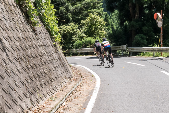Drafting taken while cycling at 31 kph (19 mph) -- Kyoto, Japan -- Copyright 2015 Jeffrey Friedl, http://regex.info/blog/