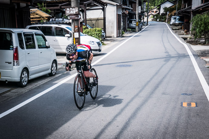 Andy Acting Silly? 2:26pm - taken while cycling at 25 kph (15 mph) -- Kyoto, Japan -- Copyright 2015 Jeffrey Friedl, http://regex.info/blog/