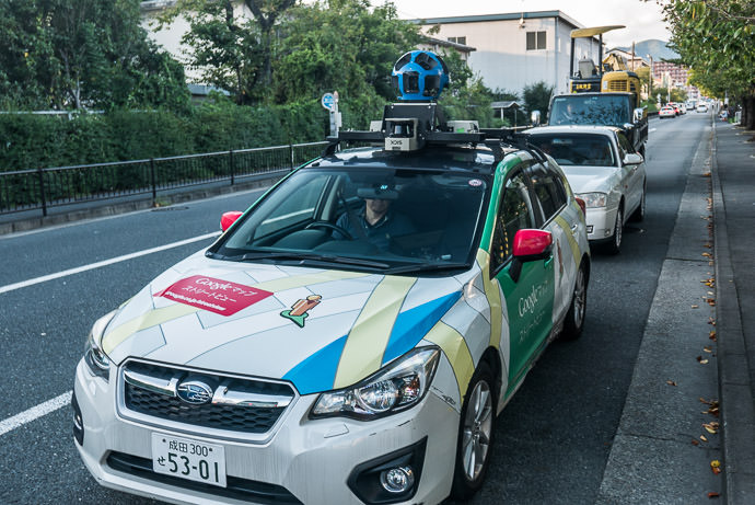 My First Google Car Sighting unlikely, but maybe I'll show up here some day -- Kyoto, Japan -- Copyright 2016 Jeffrey Friedl, http://regex.info/blog/ -- This photo is licensed to the public under the Creative Commons Attribution-NonCommercial 4.0 International License http://creativecommons.org/licenses/by-nc/4.0/ (non-commercial use is freely allowed if proper attribution is given, including a link back to this page on http://regex.info/ when used online)