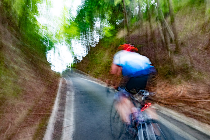 Finally finally a photo that captures what a steep climb feels like ( it's easy to inadvertently bump the settings on my cycling camera ) -- Kyoto, Japan -- Copyright 2017 Jeffrey Friedl, http://regex.info/blog/