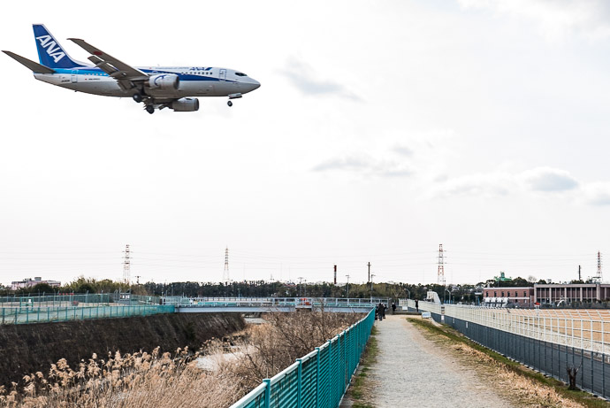 Small Plane about to pass directly above the people -- Itami Airport (伊丹空港) -- Toyonaka, Osaka, Japan -- Copyright 2018 Jeffrey Friedl, http://regex.info/blog/ -- This photo is licensed to the public under the Creative Commons Attribution-NonCommercial 4.0 International License http://creativecommons.org/licenses/by-nc/4.0/ (non-commercial use is freely allowed if proper attribution is given, including a link back to this page on http://regex.info/ when used online)