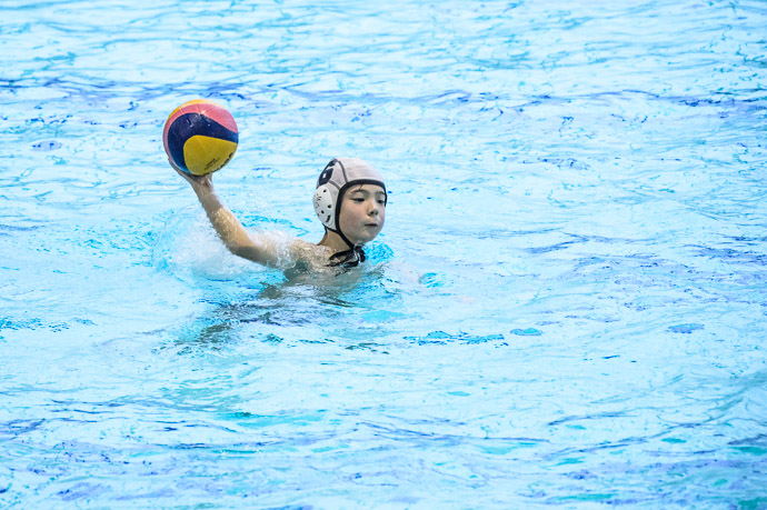 Attack Anthony in one of his first water-polo games  --  Namihaya Dome (なみはやドーム)  --  Kodama, Osaka, Japan  --  Copyright 2013 Jeffrey Friedl, http://regex.info/blog/