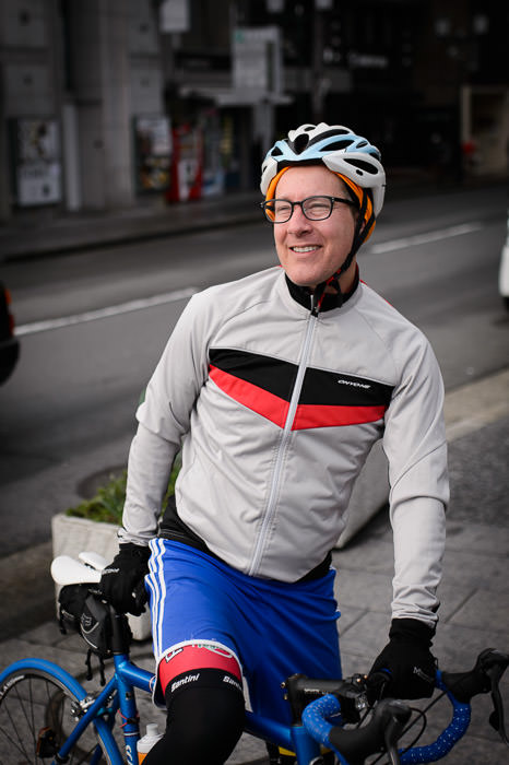 Arthur Lauritsen dedication: he brought his bike up an hour on the train from Osaka -- Sanjo-Street Bridge over the Kamo River (三条大橋) -- Kyoto, Japan -- Copyright 2015 Jeffrey Friedl, http://regex.info/blog/
