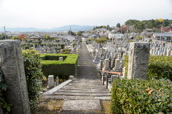 Another Cemetery they all seem to be connected in this area -- Konkaikomyou-ji Temple (金戒光明寺) -- Kyoto, Japan -- Copyright 2017 Jeffrey Friedl, http://regex.info/blog/ -- This photo is licensed to the public under the Creative Commons Attribution-NonCommercial 4.0 International License http://creativecommons.org/licenses/by-nc/4.0/ (non-commercial use is freely allowed if proper attribution is given, including a link back to this page on http://regex.info/ when used online)