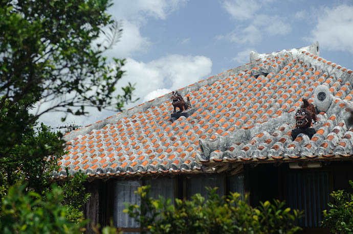 Roof on Taketomi Island replete with twin rabies-crazed guard devil dogs Taketomi Island, Okinawa, Japan -- Copyright 2009 Jeffrey Friedl, http://regex.info/blog/