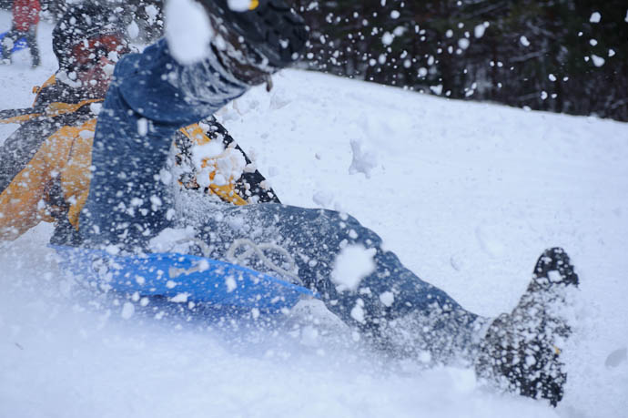 Wipeout Photo by 7-year-old Anthony Friedl me, while sledding with Anthony last weekend -- Makino Ski Area -- Takashima, Shiga, Japan -- Copyright 2010 Jeffrey Friedl, http://regex.info/blog/