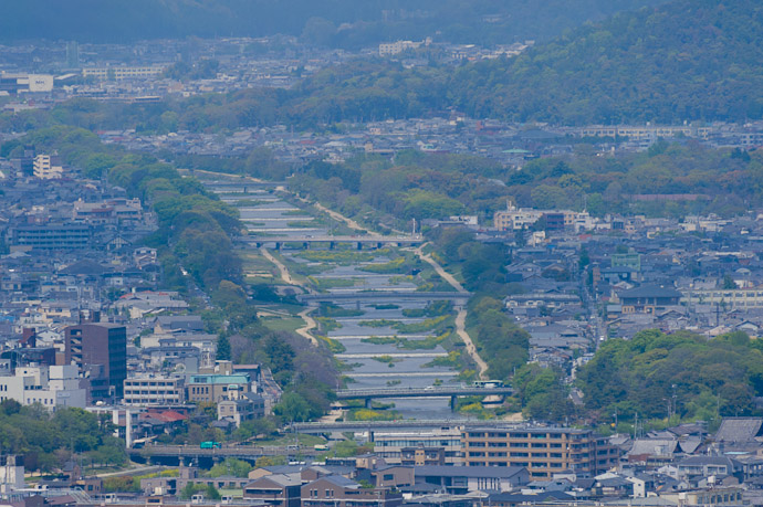 Looking the Other Way throught he perpetual haze of Kyoto ( the center of the photo is about here ) -- Shogunzuka (将軍塚) -- Kyoto, Japan -- Copyright 2011 Jeffrey Friedl, http://regex.info/blog/