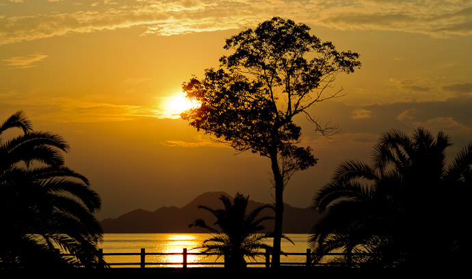 a sunset in the Seto Inland Sea, near Hiroshima Japan