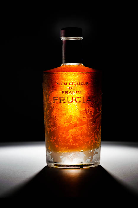 Prucia Japanese plum wine, from France ( though it seems I've made it look like a perfume advertisement in this shot )  --  Copyright 2012 Jeffrey Friedl, http://regex.info/blog/