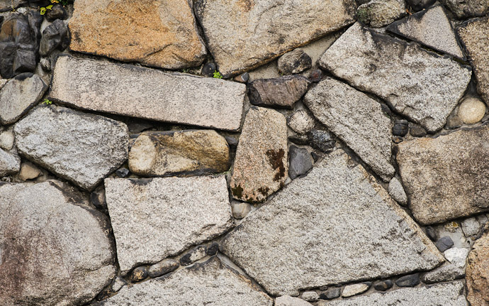 desktop background image of a large stone wall at the Shouseien Temple (渉成園), Kyoto Japan  --  Hodgepodge Wall at the Shouseien Temple (渉成園), Kyoto Japan  --  Shouseien Temple (渉成園)  --  Copyright 2012 Jeffrey Friedl, http://regex.info/blog/