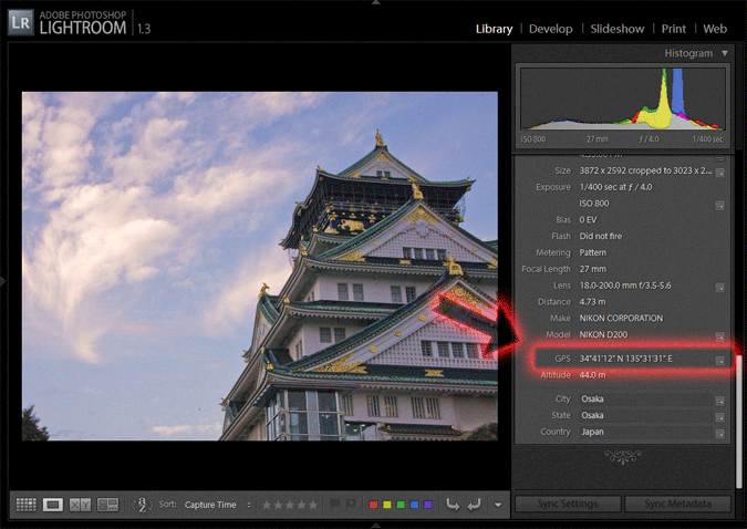 GPS Coordinates in Lightroom's Metadata Viewer