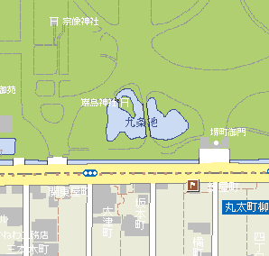 Map of
Kyuujoike, a lake in the southern part of the old imperial palace grounds,
Kyoto Japan