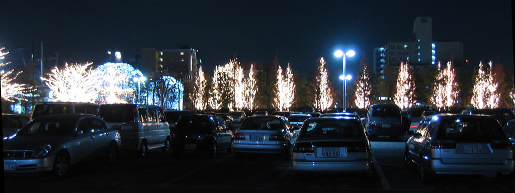 View of Rohm's Kyoto 'Illumination 2005' from their
parking lot